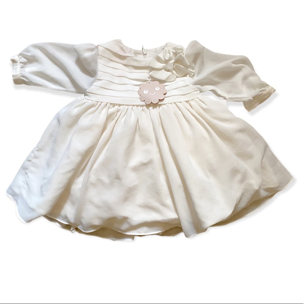 Patachou Cream Formal with bow and roses Toddler Dress 3M-12M